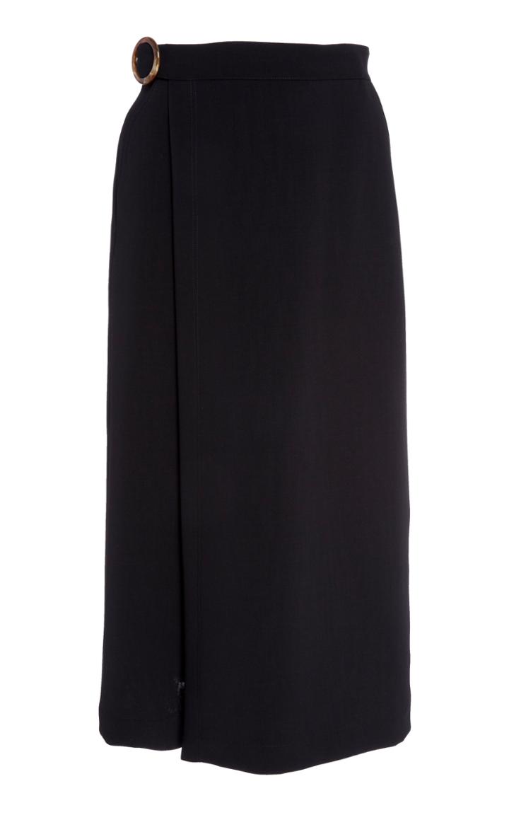 Deveaux Belted Wool Wrap Skirt