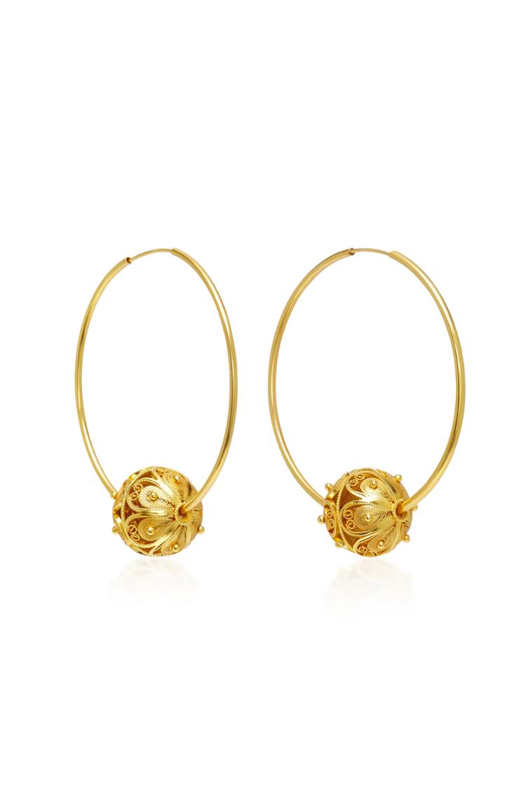 Mallarino Gala Embellished Filigree Ball Hoop Earrings