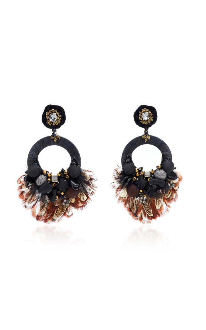 Ranjana Khan Black Hoop Drop Earrings