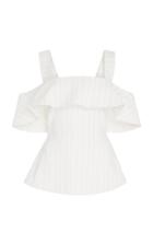 Christian Siriano Pin Stripe Off The Shoulder Top