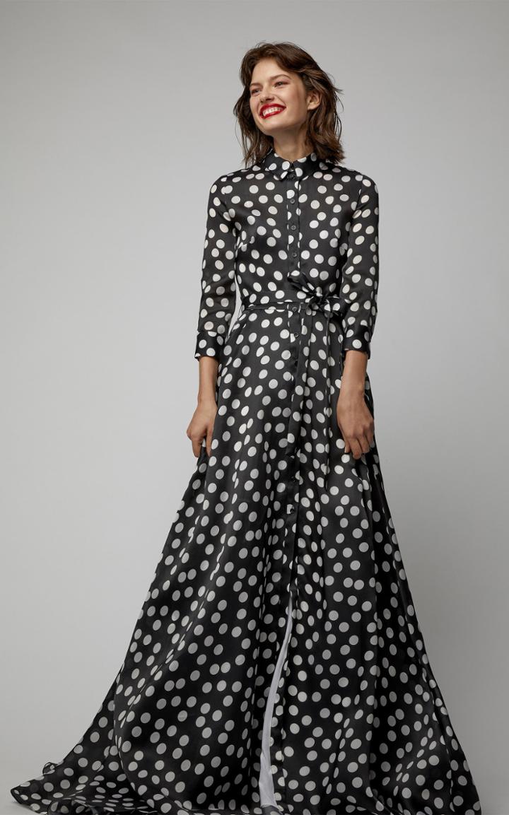 Carolina Herrera Silk Polka-dot Trench Gown