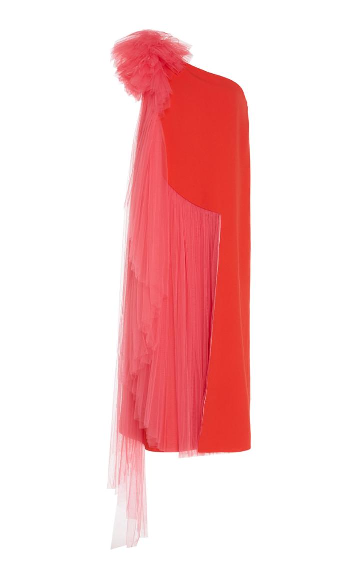 Delpozo One Shoulder Crepe Midi Dress
