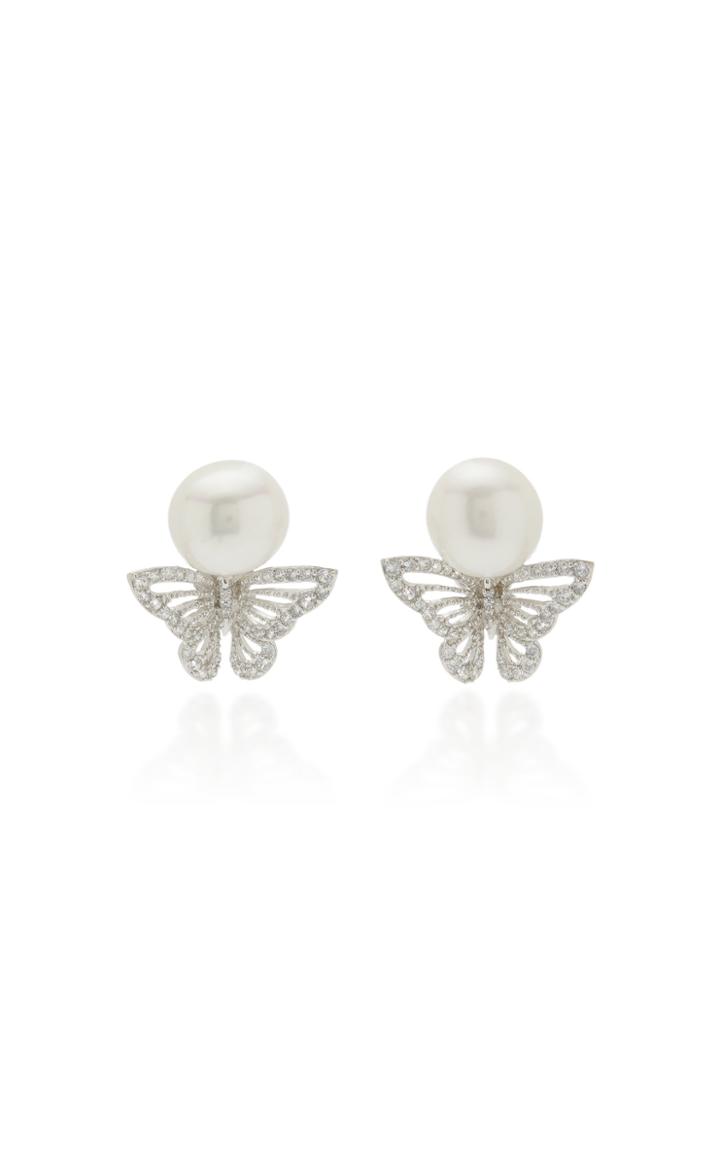 Anabela Chan Butterfly 18k White Gold Vermeil Pearl Earrings