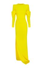 Alex Perry Hudson Draped Long Sleeve Crepe Gown
