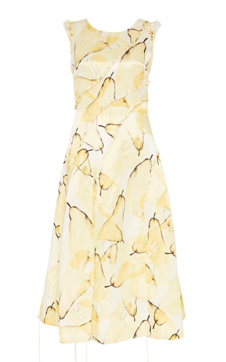 Moda Operandi Aje Unlace Braid-detailed Printed Silk-linen Midi Dress