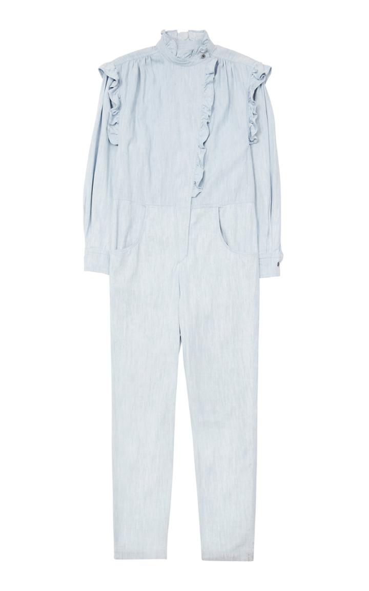 Isabel Marant Toile Gayle Ruffled Cotton Chambray Jumpsuit