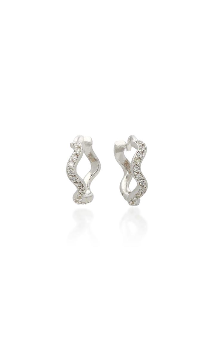 Sabine Getty White Gold Huggie Hoops With Diamonds