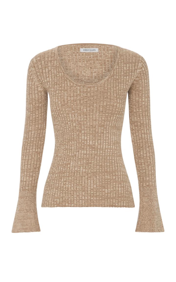 Anna Quan Daria Ribbed-knit Cotton Top