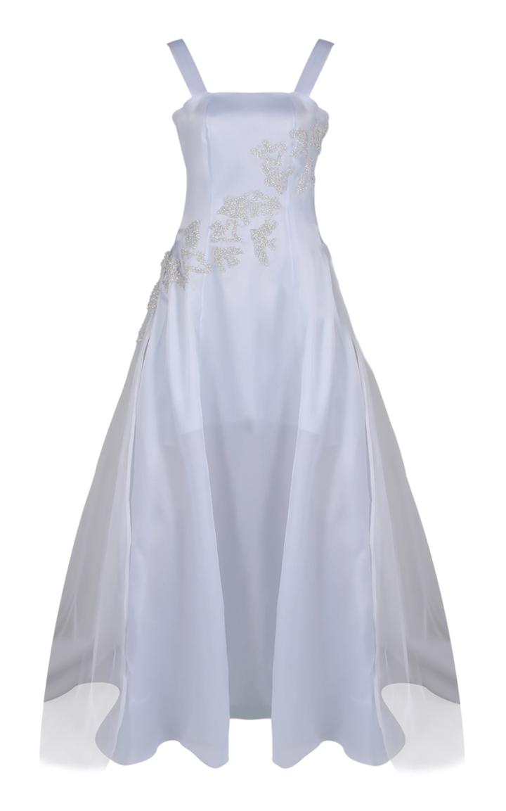 Shatha Essa Dove Embellished Satin Gown