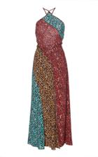 Rixo Natasha High-slit Paneled Silk Midi Dress