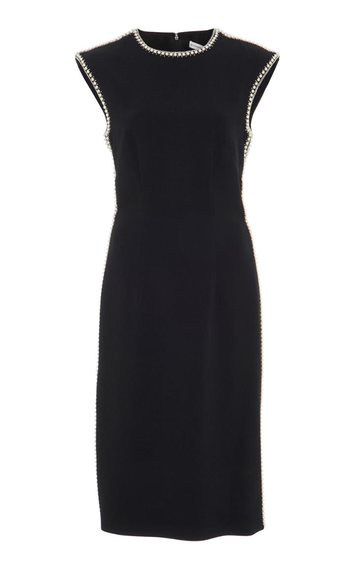 Elizabeth Kennedy Fitted Cocktail Dress With Pearl Trim