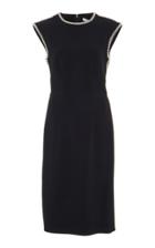Elizabeth Kennedy Fitted Cocktail Dress With Pearl Trim