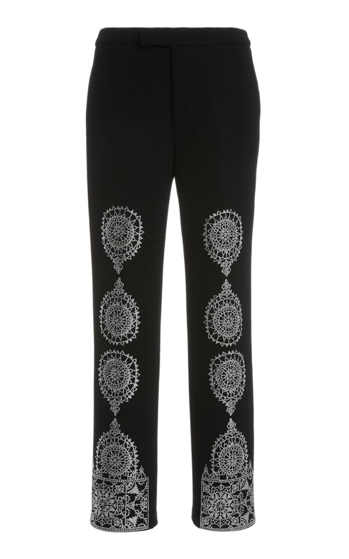 Moda Operandi Libertine Gothic Spire Printed Stretch Wool Narrow Trousers