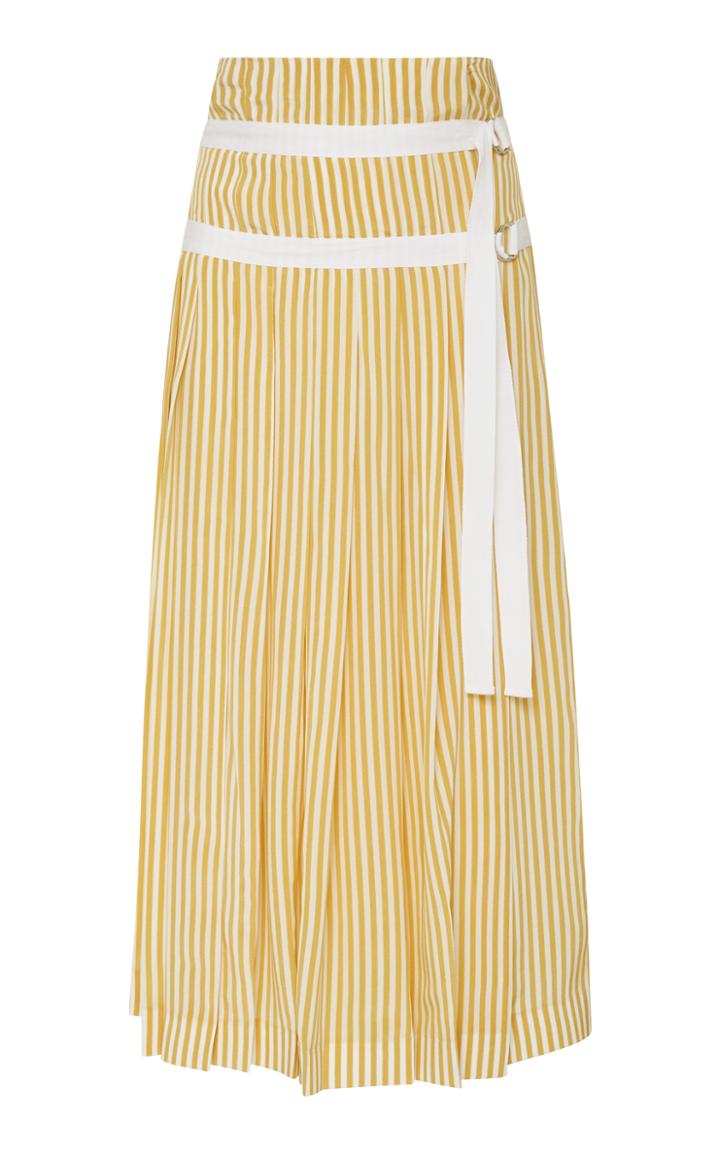 Joseph Deck Chair Striped Pleated Silk Midi Skirt