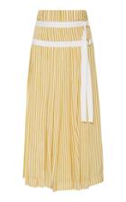 Joseph Deck Chair Striped Pleated Silk Midi Skirt