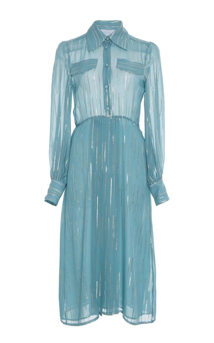 Luisa Beccaria Striped Silk-blend Chiffon Dress