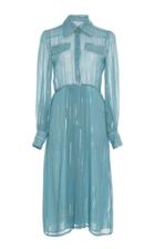 Luisa Beccaria Striped Silk-blend Chiffon Dress