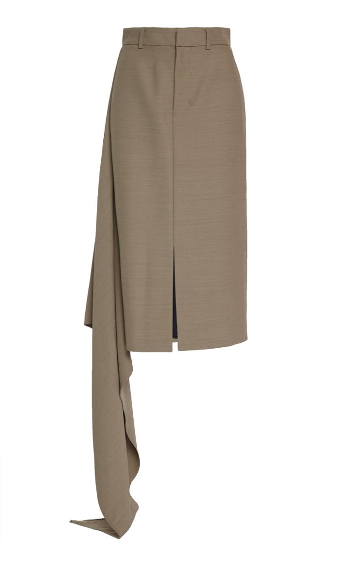 Ami Ruffled-trim Wool-blend Skirt