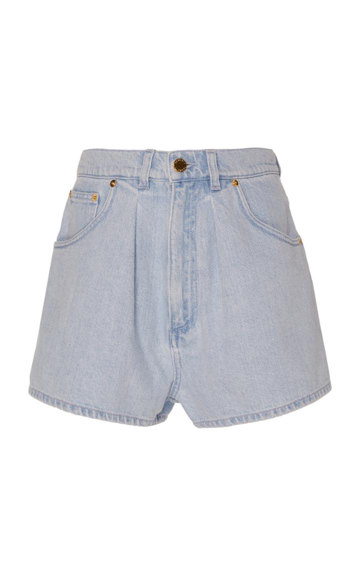 Alberta Ferretti Chambray-effect Cotton Shorts