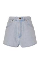 Alberta Ferretti Chambray-effect Cotton Shorts