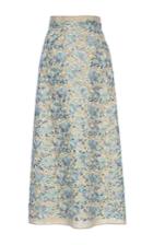Luisa Beccaria Linen Embroidered Maxi Skirt