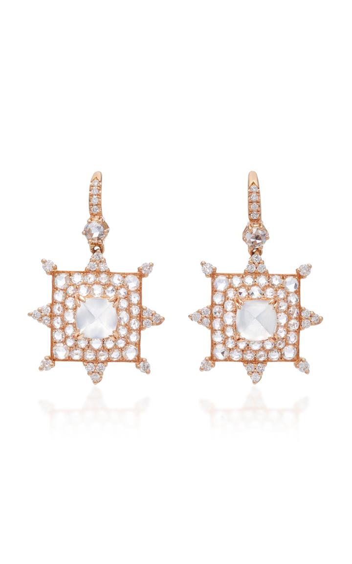Nam Cho 18k Pink Gold Moonstone And Diamond Drop Earrings