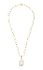 Mizuki Freshwater Pearl And Diamond Ring Slider Charm On Oval Link Necklace