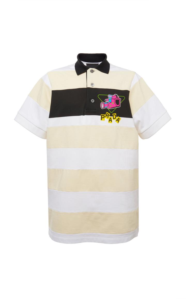Prada Stripe Oversized Polo