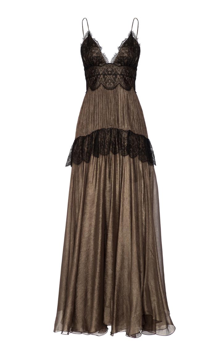 Maria Lucia Hohan Hailee Metallic Mousseline Maxi Dress