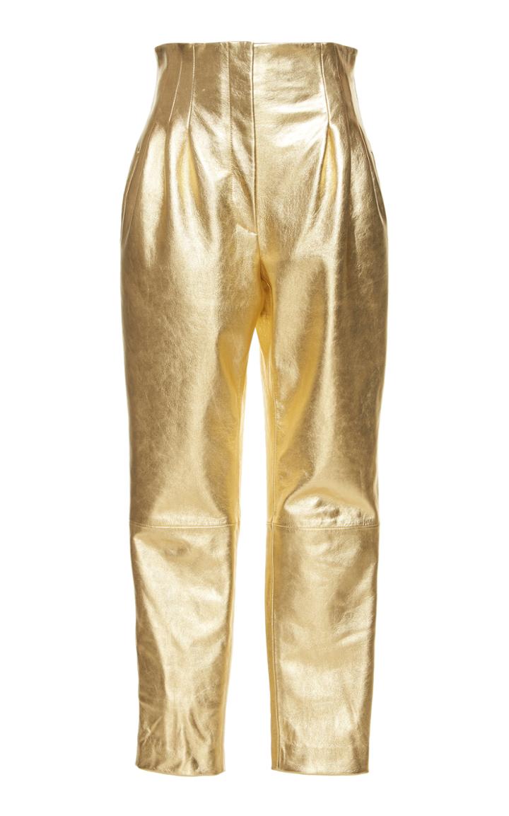 Alberta Ferretti Metallic Leather Pant