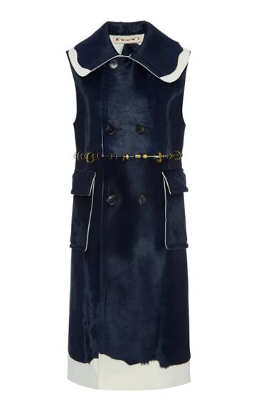 Marni Double-breasted Belted Calf Hair Dress