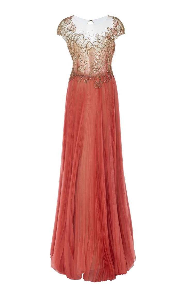 Marchesa Crystal Silk Organza Dress