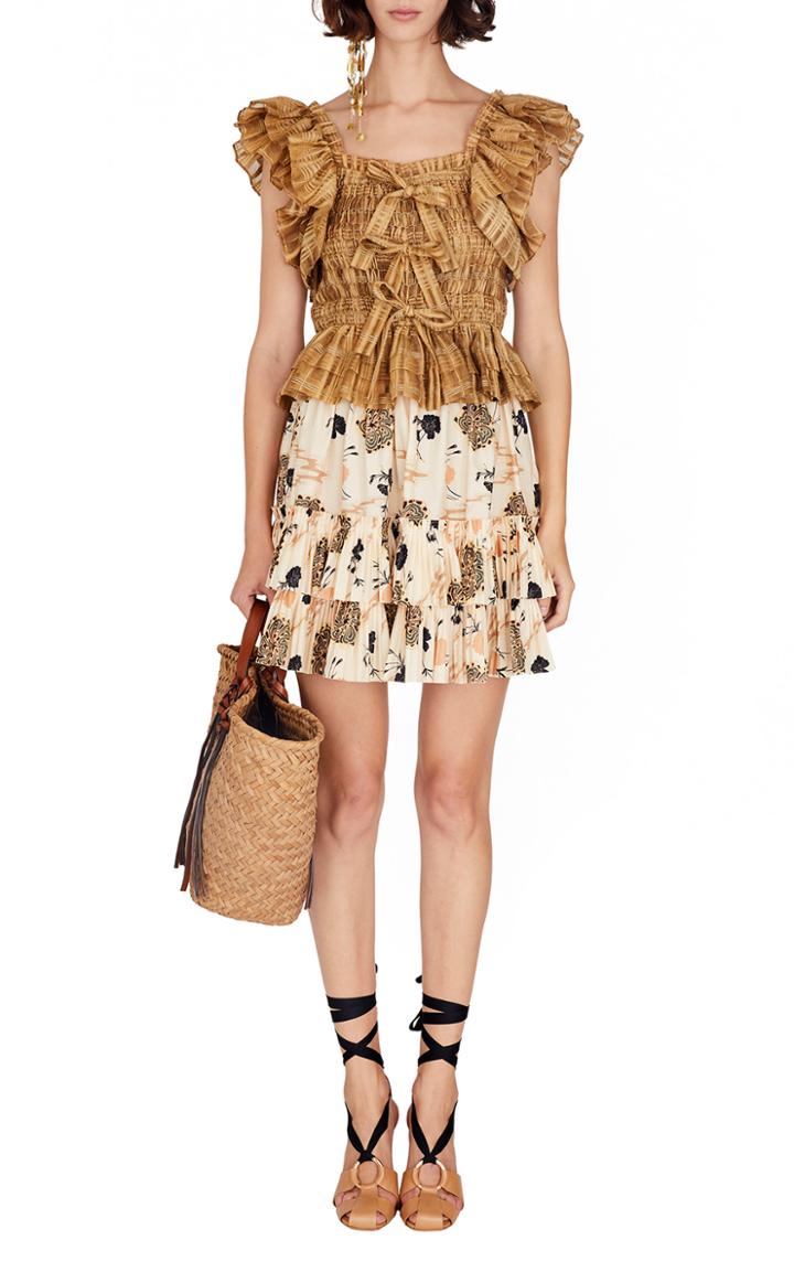 Moda Operandi Ulla Johnson Leela Printed Cotton Mini Skirt