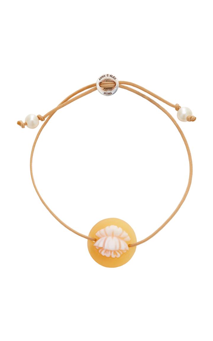 Anna E Alex Woven Silver-plated Shell And Pearl Bracelet