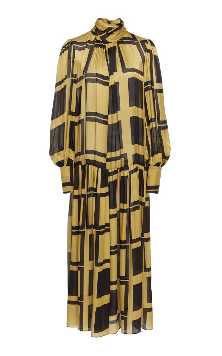 Zimmermann Resistance Pleated Square-print Silk Dress