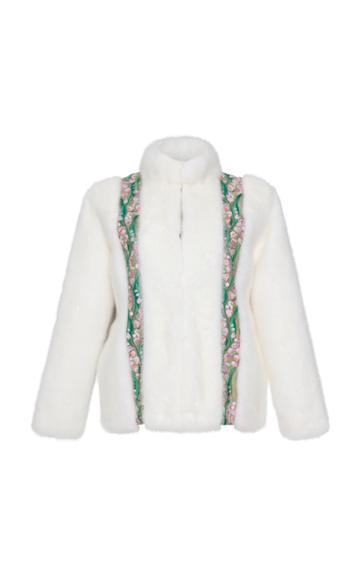 Blumarine Fur Coat With Floral Embroidery