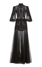 Moda Operandi Costarellos Avellana Lace-detailed Glittered Tulle Puff-sleeve Gown