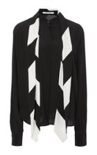 Givenchy Scarf Neck Long Sleeve Crepe De Chine Blouse
