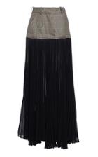 Rokh Two-tone Pleated Wool Maxi Skirt