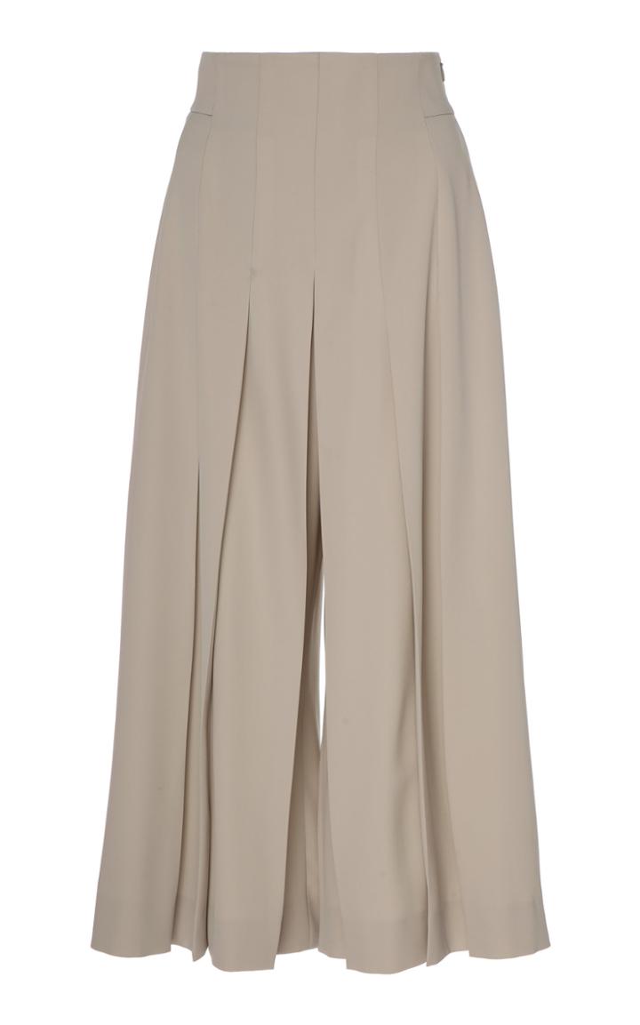 Akris Pleated Wool Twill Culottes