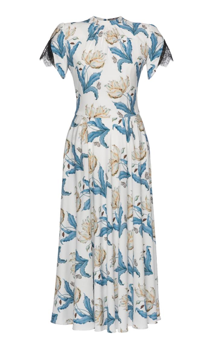 Moda Operandi Lena Hoschek Geraldine Floral Midi Dress Size: Xs