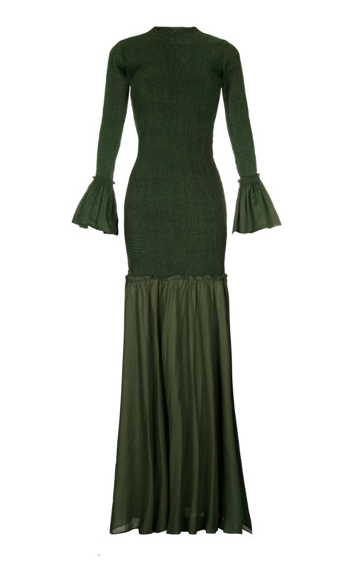 Moda Operandi Escvdo Tsuma Ruched Maxi Dress With Hand Embroidery