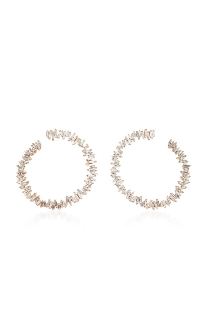 Suzanne Kalan Sideways Spiral 18k Rose Gold Hoop Earrings