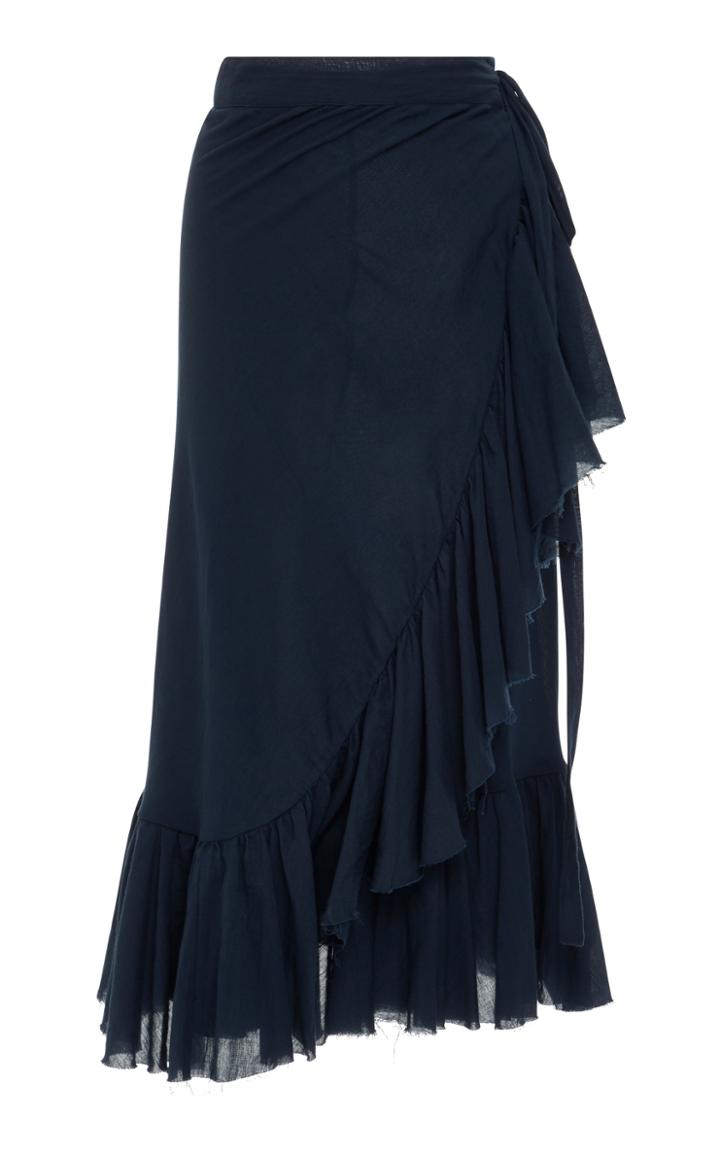 Loup Charmant Ruffled Cotton Wrap Skirt