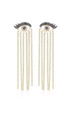 Sydney Evan Small Evil Eyelash Long Chain Fringe Earrings