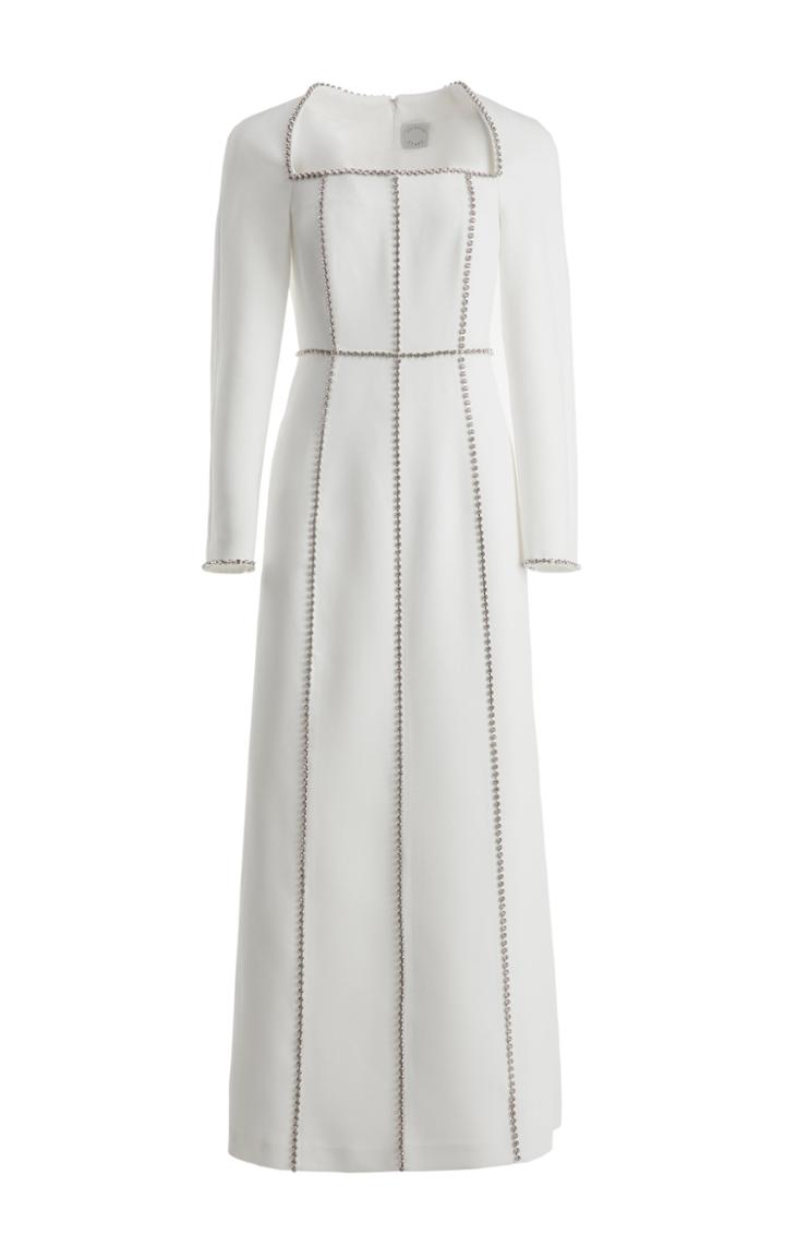 Moda Operandi Huishan Zhang Eden Crystal-trimmed Crepe Maxi Dress
