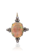 Moira Fine Jewellery Antique Opal & Diamond Brooch And Pendant