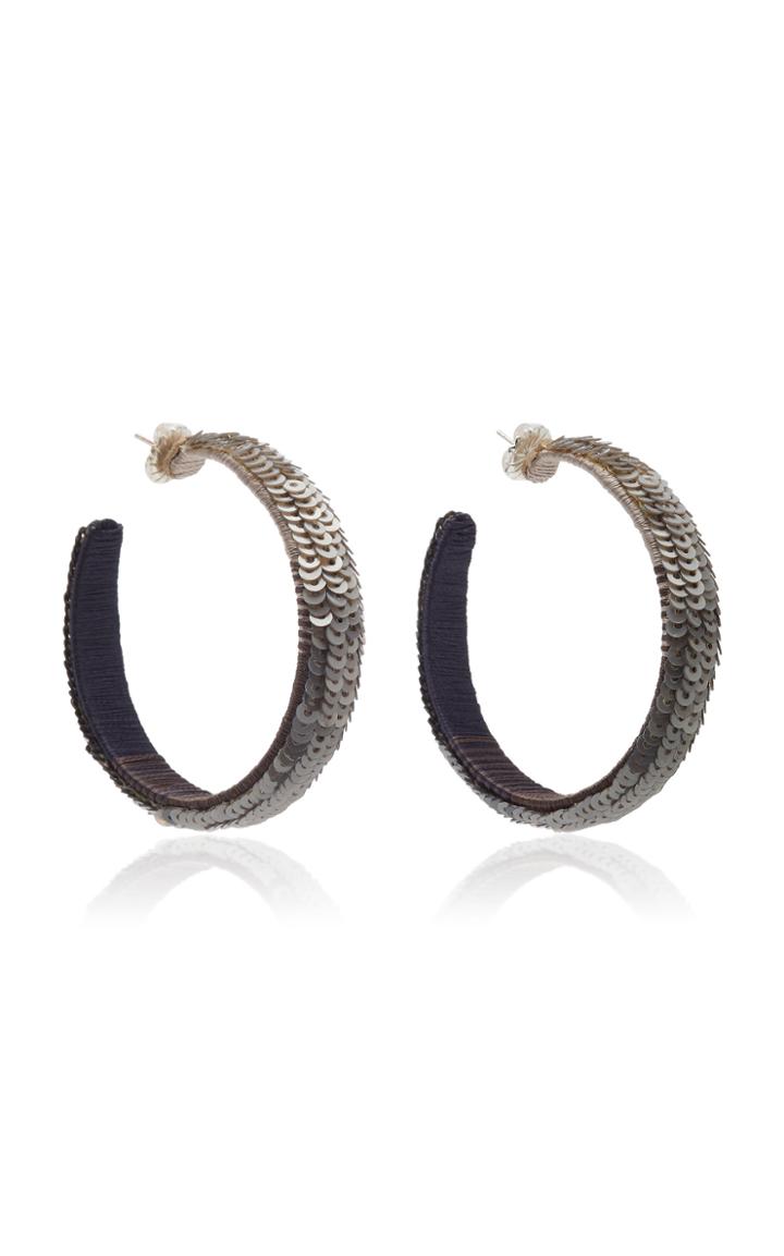 Suzanna Dai L Jinshanling Sequined Hoop Earrings