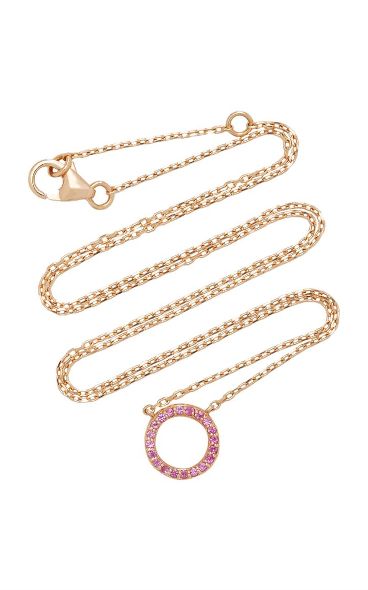 Sabine Getty Rose Gold Round Necklace With Pink Sapphire