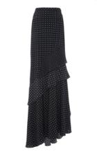 Moda Operandi Max Mara Navata Polka-dot Silk Flounce Maxi Skirt Size: 0